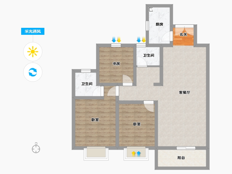 陕西省-咸阳市-城市之光-86.00-户型库-采光通风