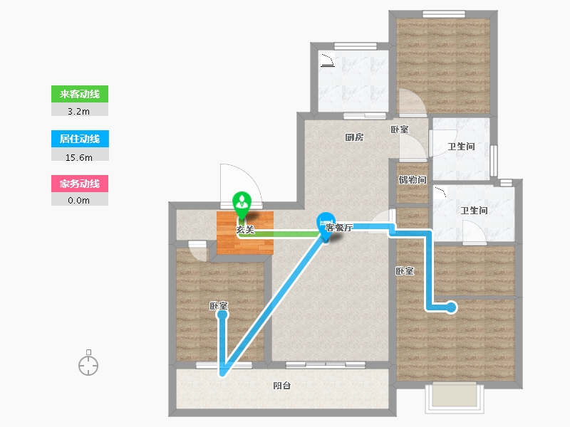 陕西省-咸阳市-融创御河宸院-105.20-户型库-动静线