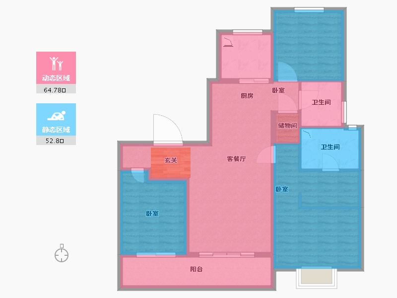 陕西省-咸阳市-融创御河宸院-105.20-户型库-动静分区