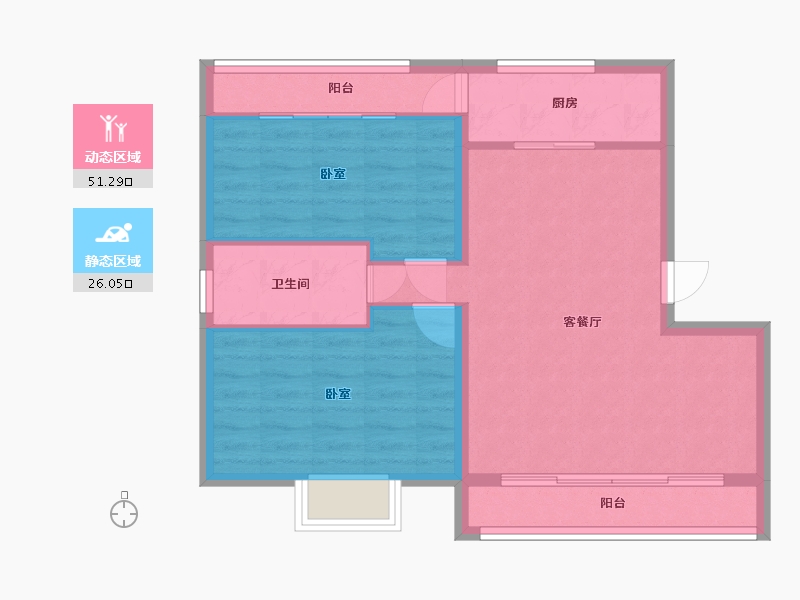 云南省-西双版纳傣族自治州-建和园丁小区-69.79-户型库-动静分区