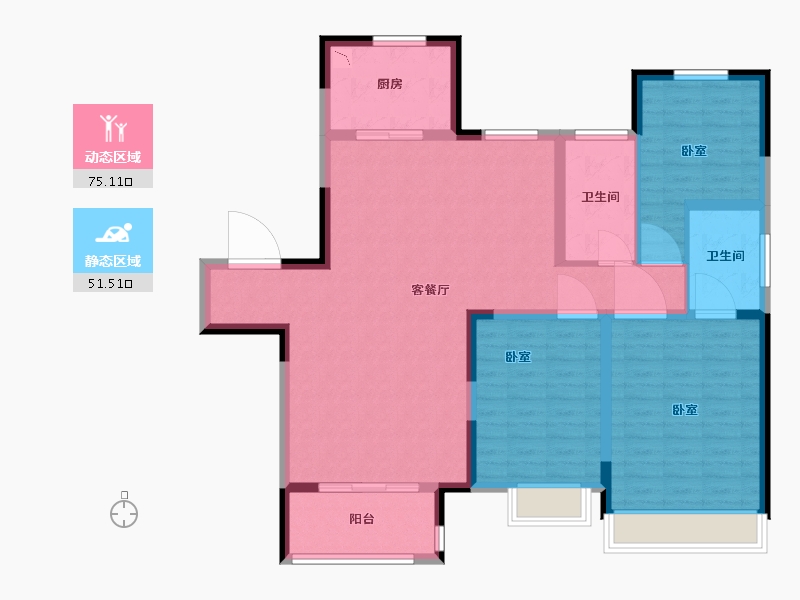 江苏省-无锡市-绿地悦澜湾-114.00-户型库-动静分区