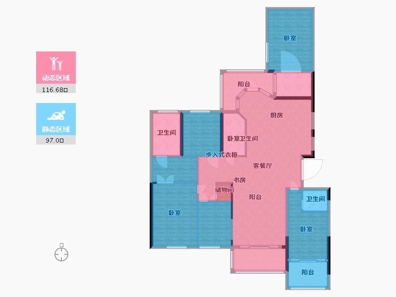 浙江省-杭州市-康恒悦麒美寓-195.00-户型库-动静分区