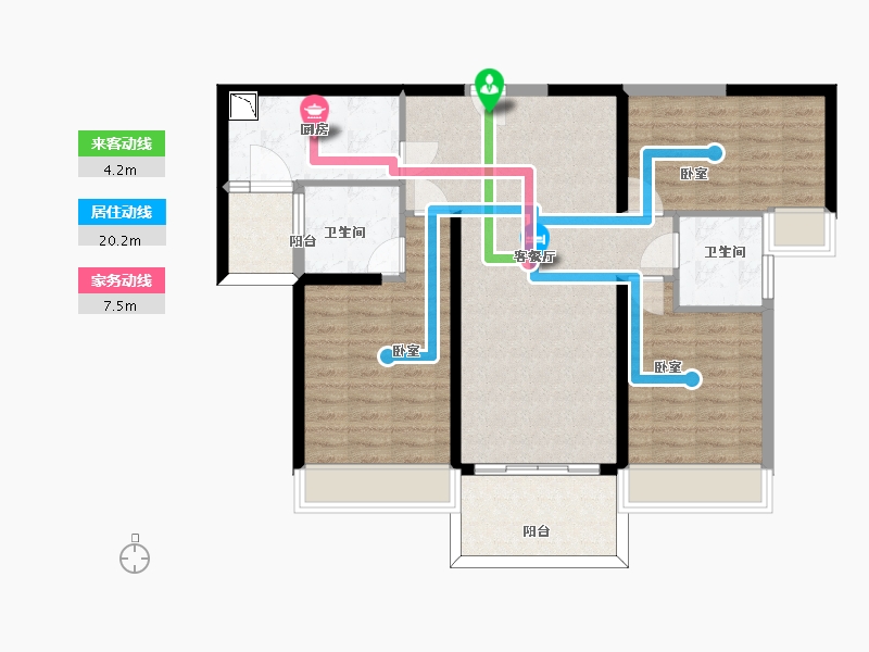 陕西省-渭南市-碧桂园翡翠公馆-94.43-户型库-动静线