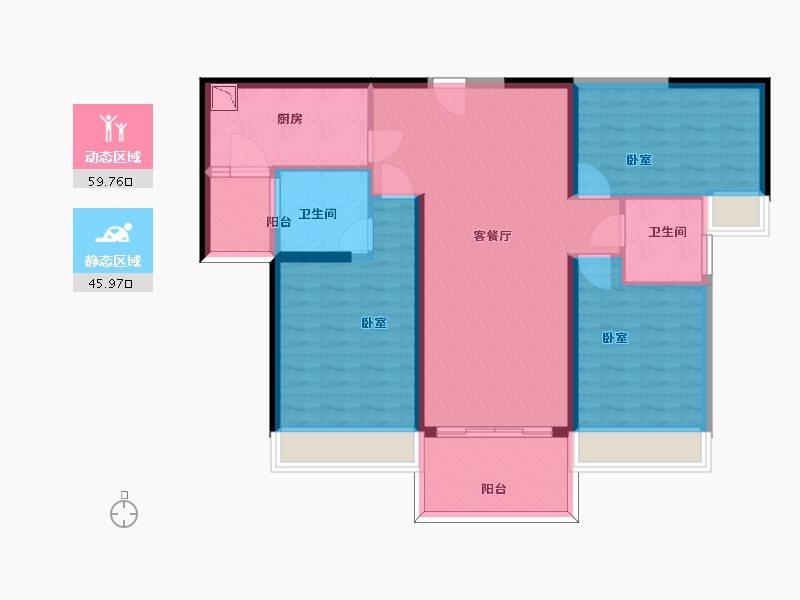 陕西省-渭南市-碧桂园翡翠公馆-94.43-户型库-动静分区