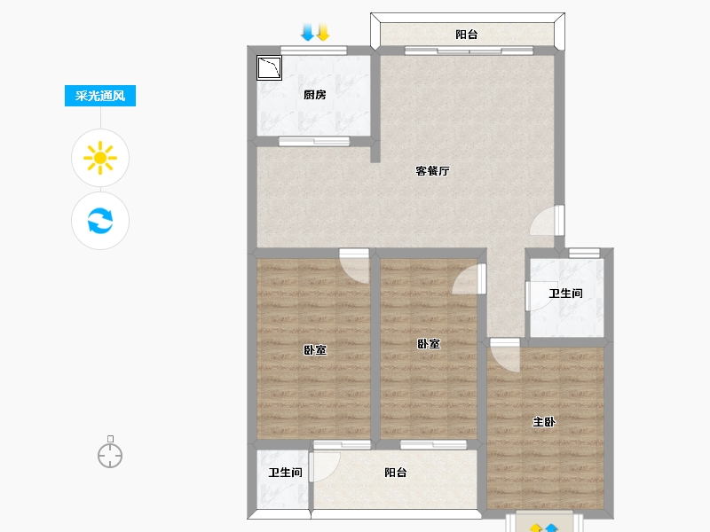 陕西省-渭南市-世丰城-97.94-户型库-采光通风