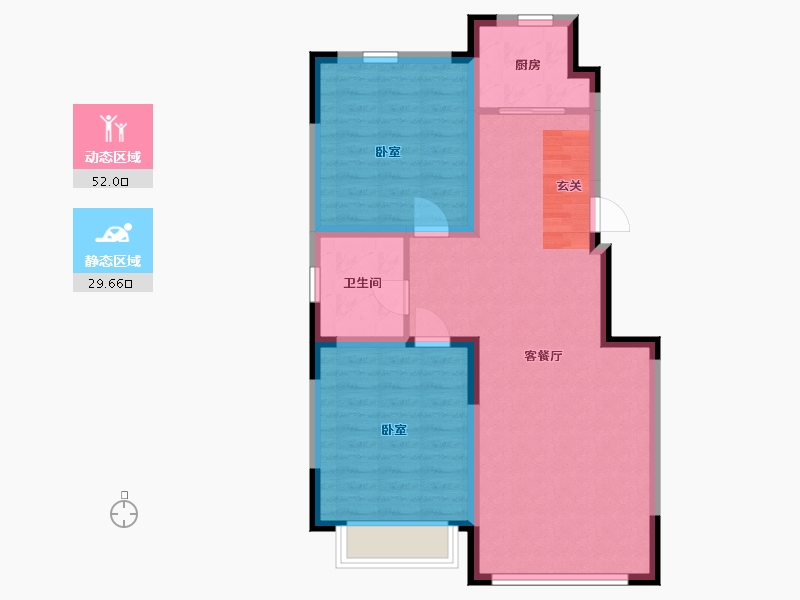 辽宁省-盘锦市-林海景天·林溪苑-73.48-户型库-动静分区