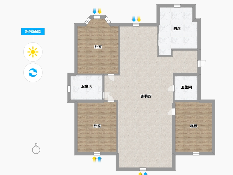 辽宁省-辽阳市-辽阳泛美华庭-106.20-户型库-采光通风