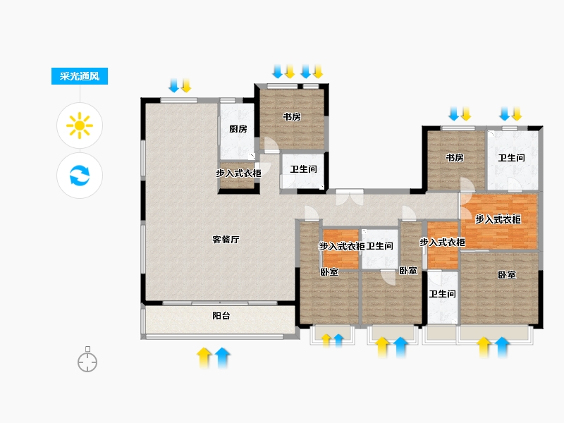 陕西省-西安市-金地世家风华-201.00-户型库-采光通风