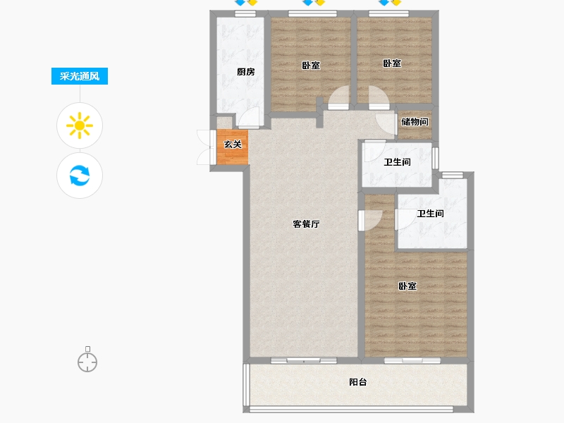 江苏省-南京市-世茂璀璨滨江-120.00-户型库-采光通风