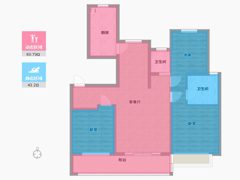 江苏省-无锡市-中海凤凰熙岸住宅-92.00-户型库-动静分区