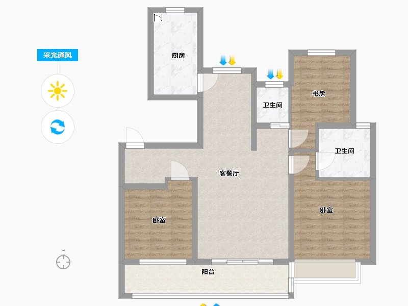 江苏省-无锡市-中海凤凰熙岸住宅-92.00-户型库-采光通风