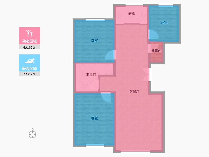 吉林省-四平市-梨树 锦绣明珠-74.35-户型库-动静分区