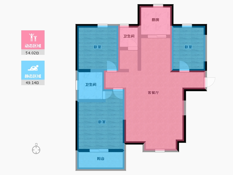 陕西省-咸阳市-先河国际社区南区-91.06-户型库-动静分区