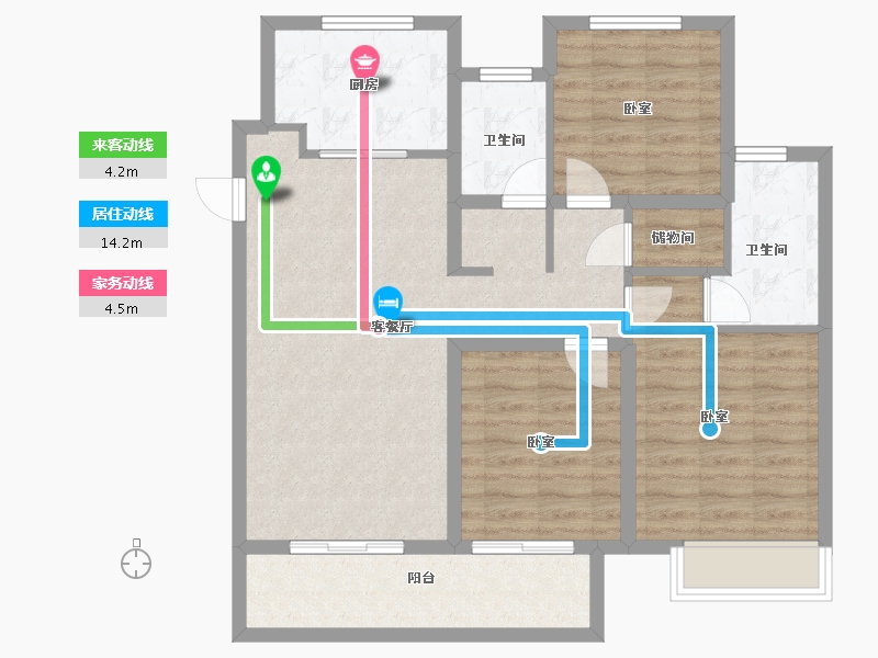 江苏省-无锡市-万科北门塘上-90.00-户型库-动静线