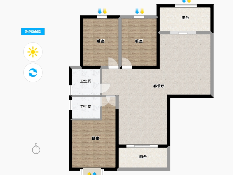 江苏省-无锡市-蔚蓝滨江-112.00-户型库-采光通风