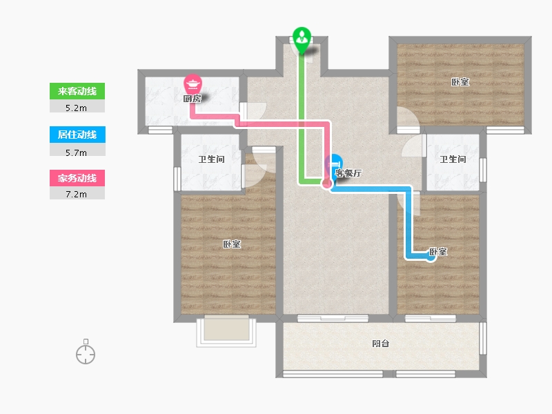 陕西省-西安市-拉克雷公馆-96.69-户型库-动静线