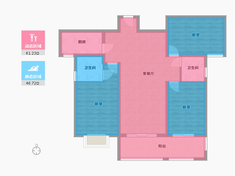 陕西省-西安市-拉克雷公馆-96.69-户型库-动静分区