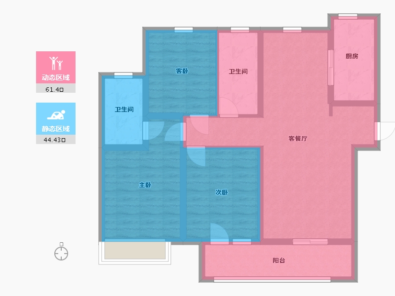 陕西省-西安市-海亮唐宁府御宸-94.00-户型库-动静分区