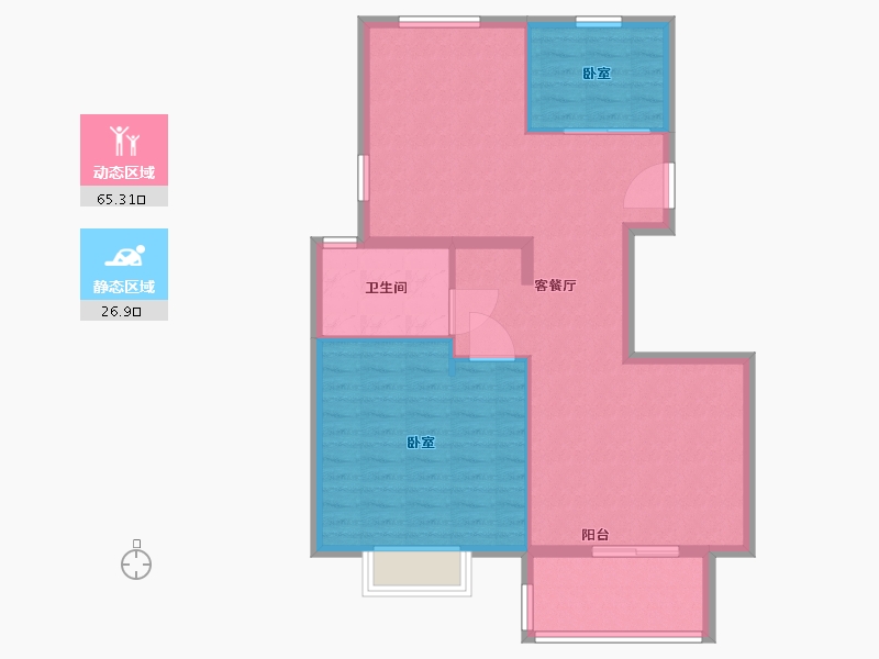 江苏省-无锡市-金洋奥澜-84.00-户型库-动静分区