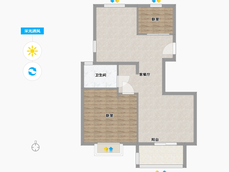 江苏省-无锡市-金洋奥澜-84.00-户型库-采光通风