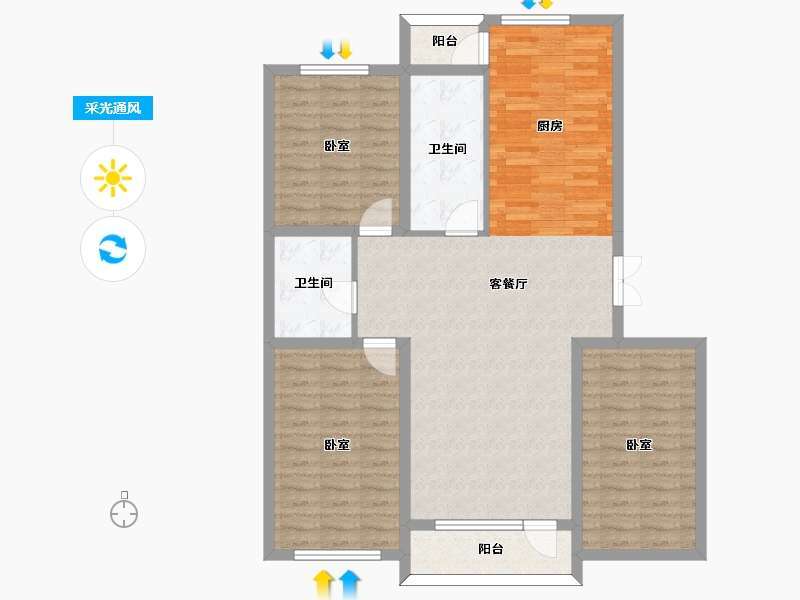 吉林省-四平市-四平阳光首府-106.08-户型库-采光通风