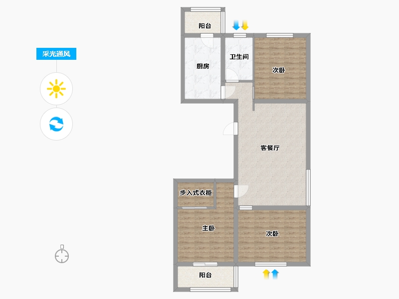 黑龙江省-哈尔滨市-生活汇-101.60-户型库-采光通风