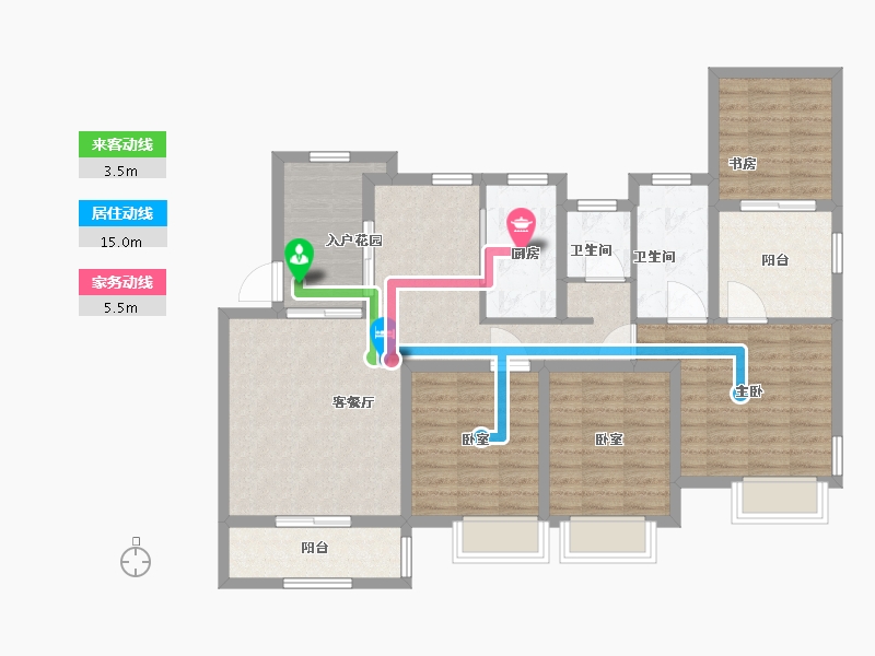 江苏省-无锡市-金洋奥澜-105.01-户型库-动静线