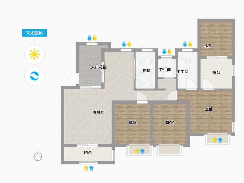 江苏省-无锡市-金洋奥澜-105.01-户型库-采光通风