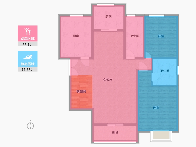 陕西省-咸阳市-中房美域熙湖-101.30-户型库-动静分区