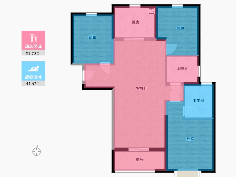 陕西省-咸阳市-万科·金域缇香-87.00-户型库-动静分区