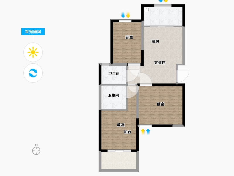 江苏省-无锡市-蔚蓝滨江-98.00-户型库-采光通风