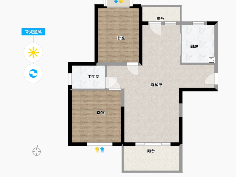 江苏省-无锡市-蔚蓝滨江-86.00-户型库-采光通风