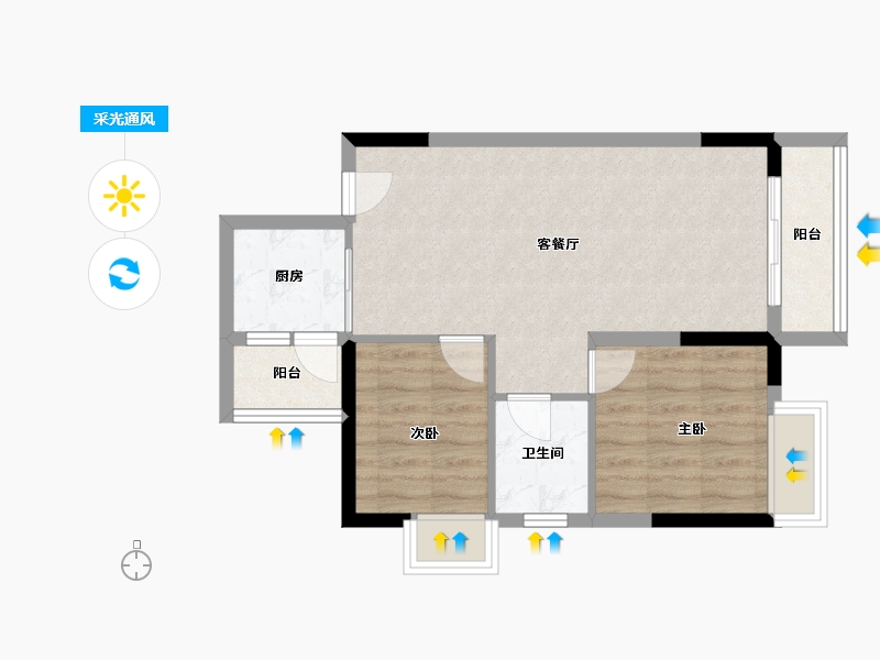 广西壮族自治区-北海市-星海名城三期-58.45-户型库-采光通风