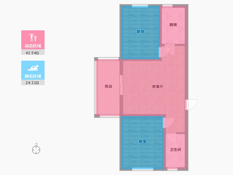 陕西省-咸阳市-中洲蓝湖郡-59.87-户型库-动静分区