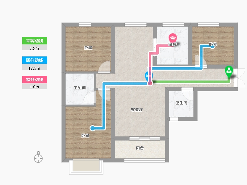 陕西省-西安市-九璟台-75.84-户型库-动静线