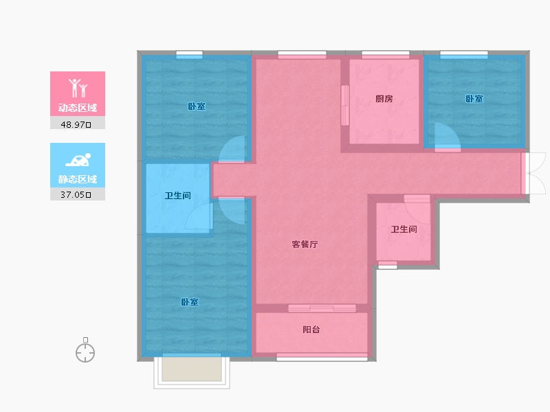 陕西省-西安市-九璟台-75.84-户型库-动静分区