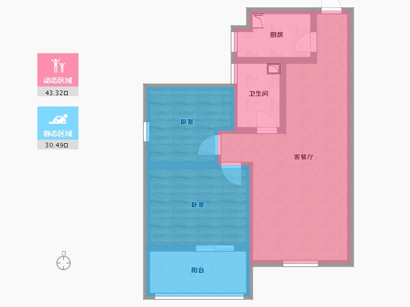 陕西省-咸阳市-中洲蓝湖郡-64.34-户型库-动静分区