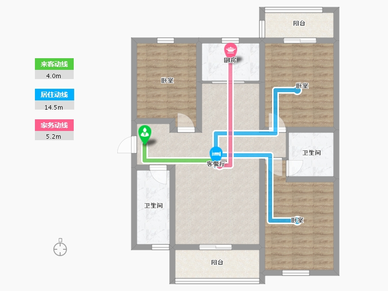 陕西省-咸阳市-中洲蓝湖郡-91.47-户型库-动静线