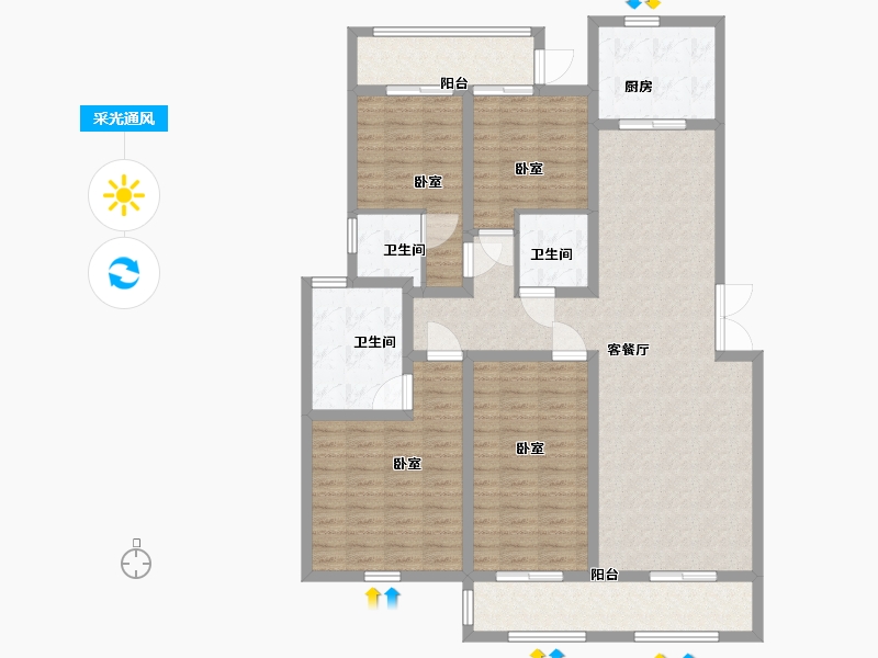 江苏省-南京市-高科紫微堂-131.00-户型库-采光通风