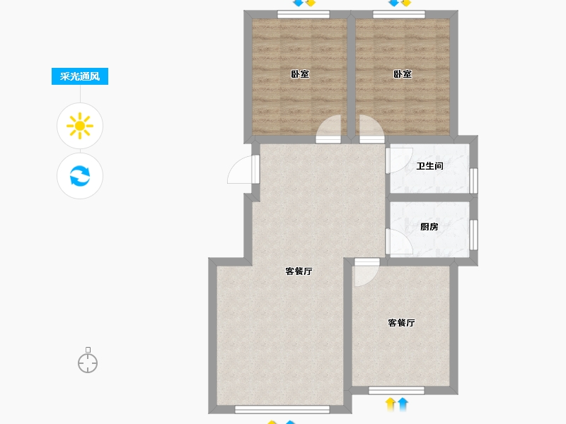 吉林省-四平市-公主岭德承·东方美居-74.73-户型库-采光通风