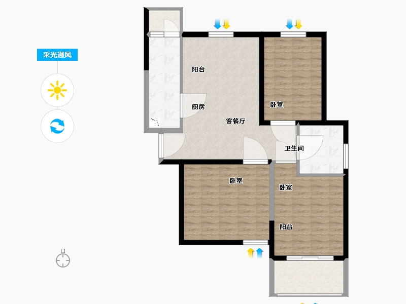 江苏省-无锡市-蔚蓝滨江-102.00-户型库-采光通风