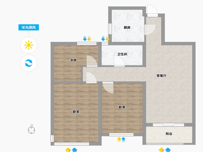 江苏省-无锡市-华府庄园白金府邸-82.00-户型库-采光通风