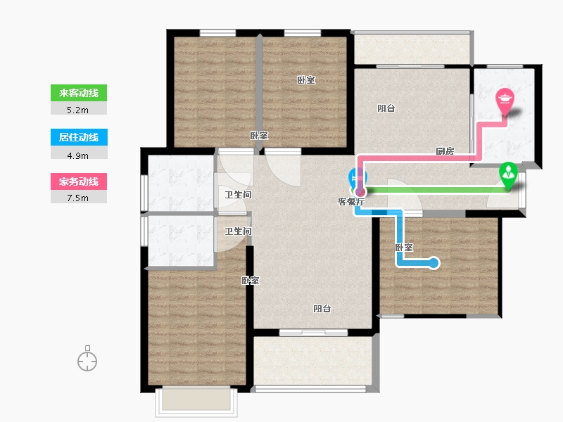 江苏省-无锡市-蔚蓝滨江-128.00-户型库-动静线