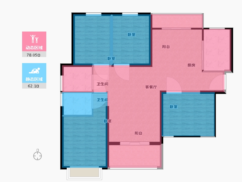 江苏省-无锡市-蔚蓝滨江-128.00-户型库-动静分区