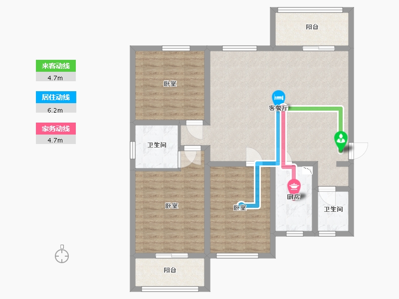 陕西省-咸阳市-中洲蓝湖郡-95.99-户型库-动静线