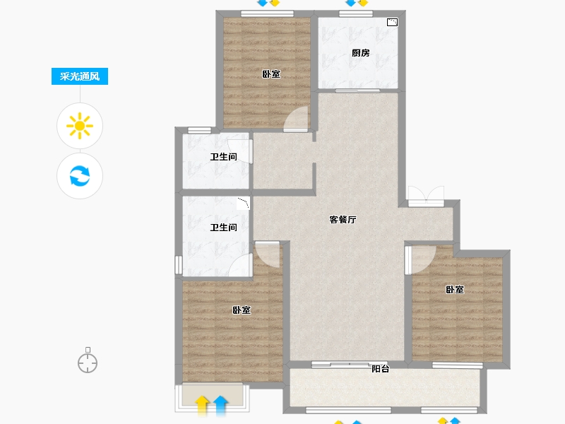 山西省-太原市-保利壹号公馆四期-116.00-户型库-采光通风