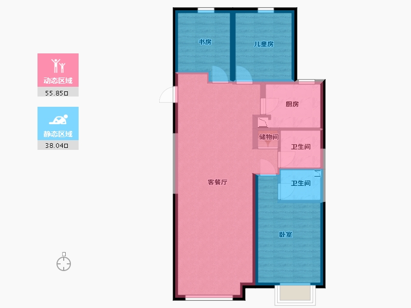 内蒙古自治区-包头市-万科公园五号-84.10-户型库-动静分区