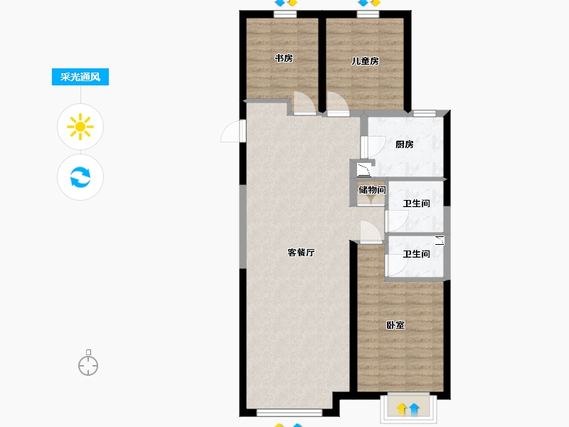 内蒙古自治区-包头市-万科公园五号-84.10-户型库-采光通风