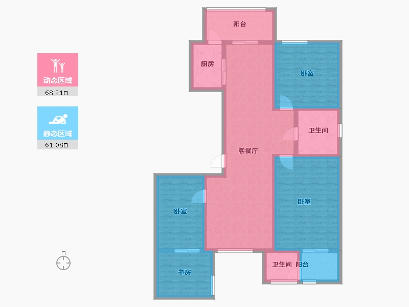 陕西省-咸阳市-中洲蓝湖郡-115.47-户型库-动静分区