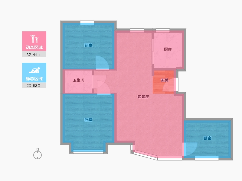 辽宁省-盘锦市-林海景天·林溪苑-49.63-户型库-动静分区